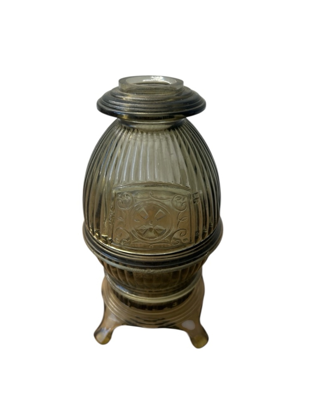 Viking Vintage Glass Pot Belly Stove Fairy Lamp Gray
